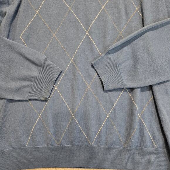 Sette Ponti Blue Argyle Sweater Made in Italy Merino Wool blend V-neck Men's XXL - Picture 4 of 10